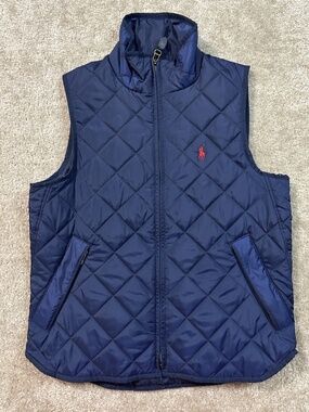 Vintage Polo Ralph Lauren Vest Womens Size small Blue Quilted Mock Neck Jacket